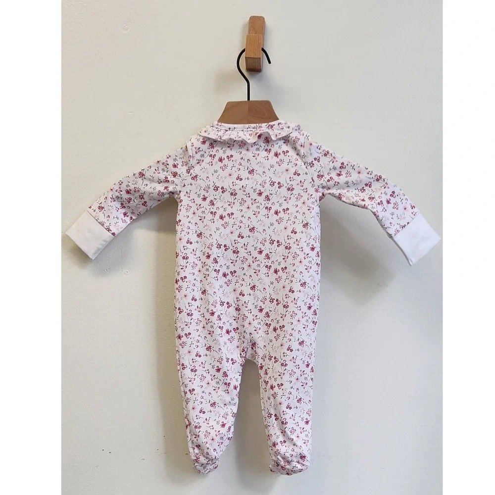 Petite Plume Newborn Baby Girl Floral Footed Pink Sleep Pajama Cotton 0-3 Months